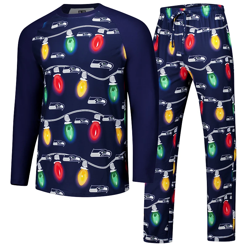 Ensemble haut à manches longues et pantalon raglan en tricot Garland pour homme Concepts Sport College Navy des Seattle Seahawks