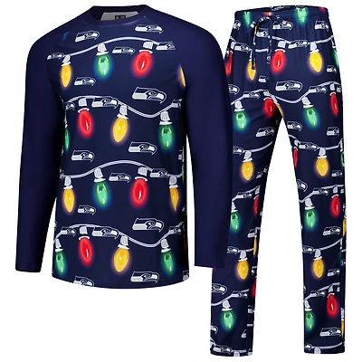 Ensemble haut à manches longues et pantalon raglan en tricot Garland pour homme Concepts Sport College Navy des Seattle Seahawks