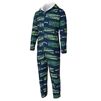 Combinaison de sport universitaire bleu marine pour homme, en micropolaire à imprimé intégral et fermeture éclair, Seattle Seahawks Shuffle