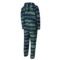 Combinaison de sport universitaire bleu marine pour homme, en micropolaire à imprimé intégral et fermeture éclair, Seattle Seahawks Shuffle