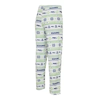 Men's Concepts Sport White/Navy Seattle Seahawks Tinsel Raglan Long Sleeve Top & Pants Sleep Set