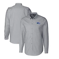 Men's Cutter & Buck Charcoal Seattle Seahawks Throwback Logo Long Sleeve Stretch Oxford Button-Down Shirt