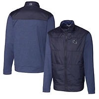 Men's Cutter & Buck College Navy Seattle Seahawks Helmet Stealth Hybrid Quilted Full-Zip Windbreaker Jacket