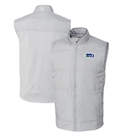 Men's Cutter & Buck Gray Seattle Seahawks Throwback Logo Stealth Hybrid Quilted Windbreaker Full-Zip Vest