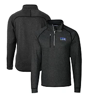 Men's Cutter & Buck Heather Charcoal Seattle Seahawks Mainsail Sweater-Knit Big Tall Half-Zip Pullover Jacket