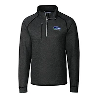 Men's Cutter & Buck Heather Charcoal Seattle Seahawks Mainsail Sweater-Knit Big Tall Half-Zip Pullover Jacket