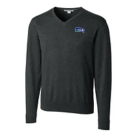 Men's Cutter & Buck Heather Charcoal Seattle Seahawks Throwback Logo Lakemont Tri-Blend V-Neck Pullover Sweater