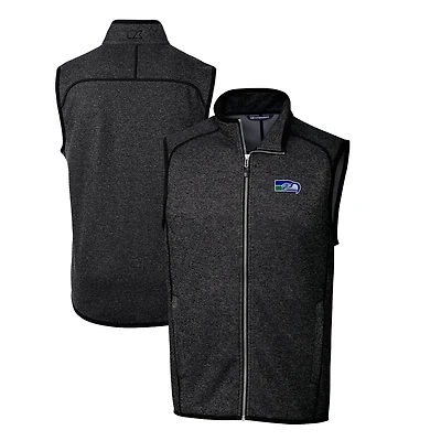 Pull-over en tricot à fermeture éclair intégrale pour homme, couleur anthracite chiné, avec logo rétro des Seattle Seahawks, Cutter & Buck, grandes tailles