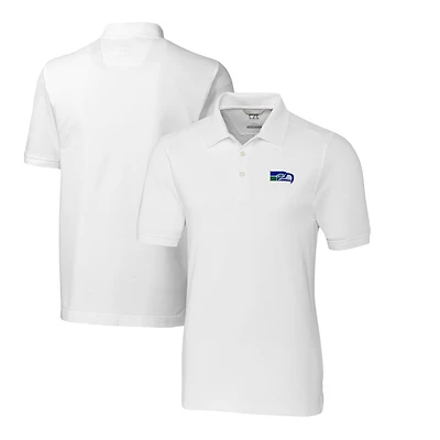 Men's Cutter & Buck White Seattle Seahawks Advantage Tri-Blend Pique Throwback Polo