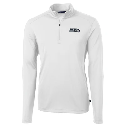 Men's Cutter & Buck White Seattle Seahawks Virtue Eco Pique Recycled Quarter-Zip Pullover Jacket