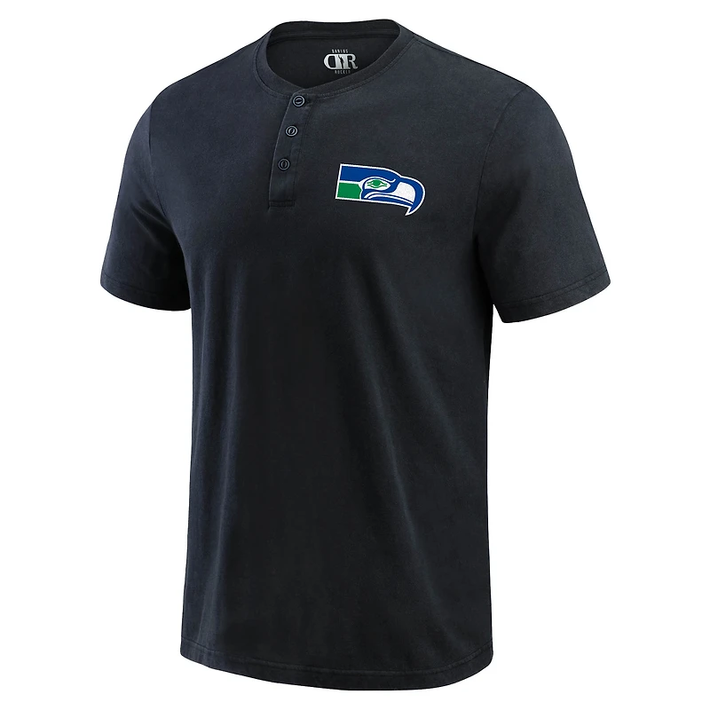 Men's Darius Rucker Collection by Fanatics Black Seattle Seahawks Washed Henley T-Shirt