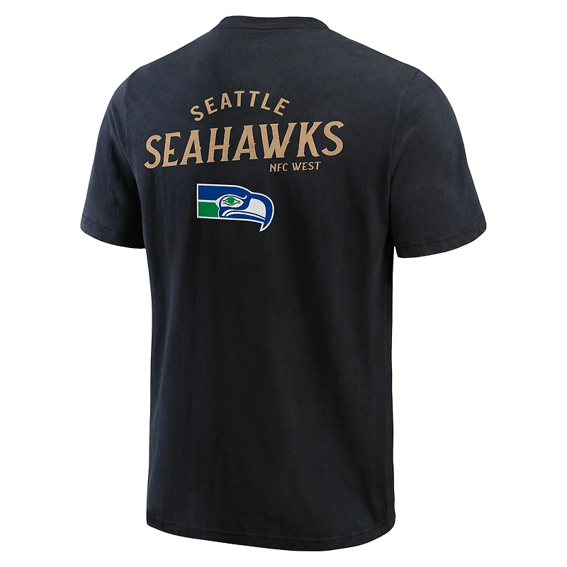 Men's Darius Rucker Collection by Fanatics Black Seattle Seahawks Washed Henley T-Shirt