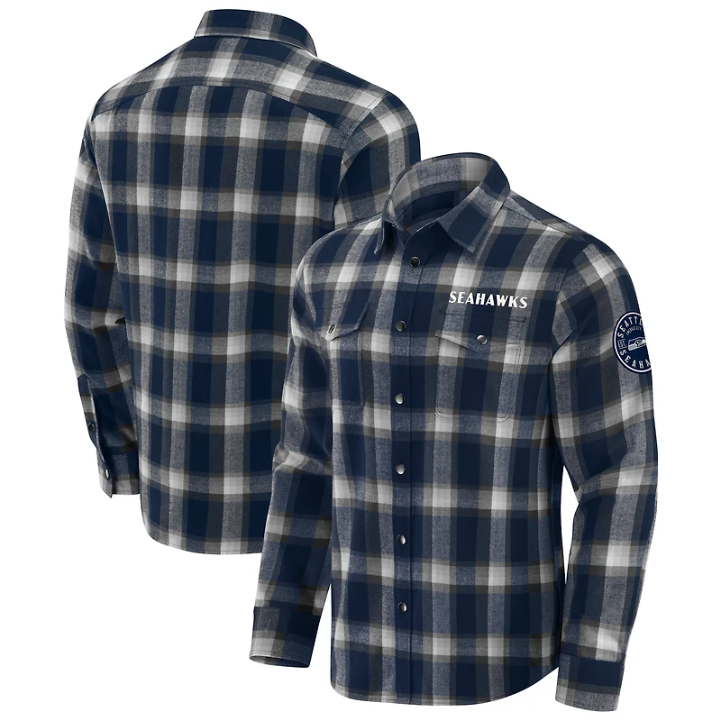 Chemise à carreaux en flanelle bleu marine universitaire pour homme de la collection Darius Rucker par Fanatics, Seattle Seahawks