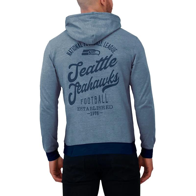 Men's Darius Rucker Collection by Fanatics College Navy Seattle Seahawks Tonal Knit Pullover Hoodie
