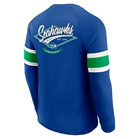 Men's Darius Rucker Collection by Fanatics College Navy Seattle Seahawks Waffle-Knit Raglan Long Sleeve Henley T-Shirt