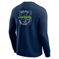 Men's Darius Rucker Collection by Fanatics College Navy Seattle Seahawks Washed Waffle-Knit Long Sleeve T-Shirt