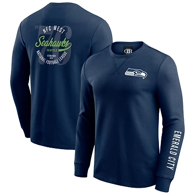 T-shirt à manches longues en tricot gaufré délavé pour homme de la collection Darius Rucker par Fanatics College Navy Seattle Seahawks