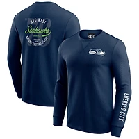T-shirt à manches longues en tricot gaufré délavé pour homme de la collection Darius Rucker par Fanatics College Navy Seattle Seahawks