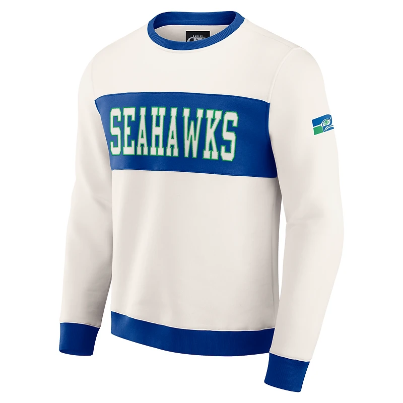 Sweat-shirt ras du cou colorblock crème pour homme de la collection Darius Rucker par Fanatics des Seattle Seahawks