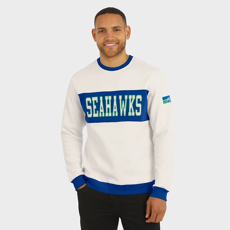 Men's Darius Rucker Collection by Fanatics  Cream Seattle Seahawks Colorblock Pullover Sweatshirt