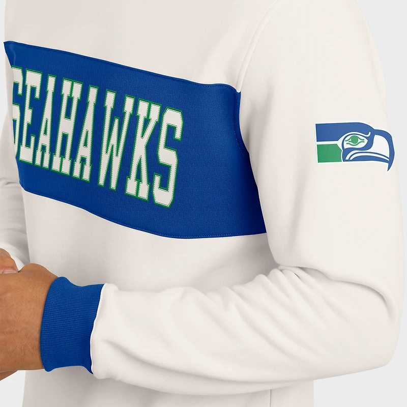 Men's Darius Rucker Collection by Fanatics  Cream Seattle Seahawks Colorblock Pullover Sweatshirt