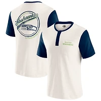 Men's Darius Rucker Collection by Fanatics Cream Seattle Seahawks Henley Colorblock Slub Pocket T-Shirt
