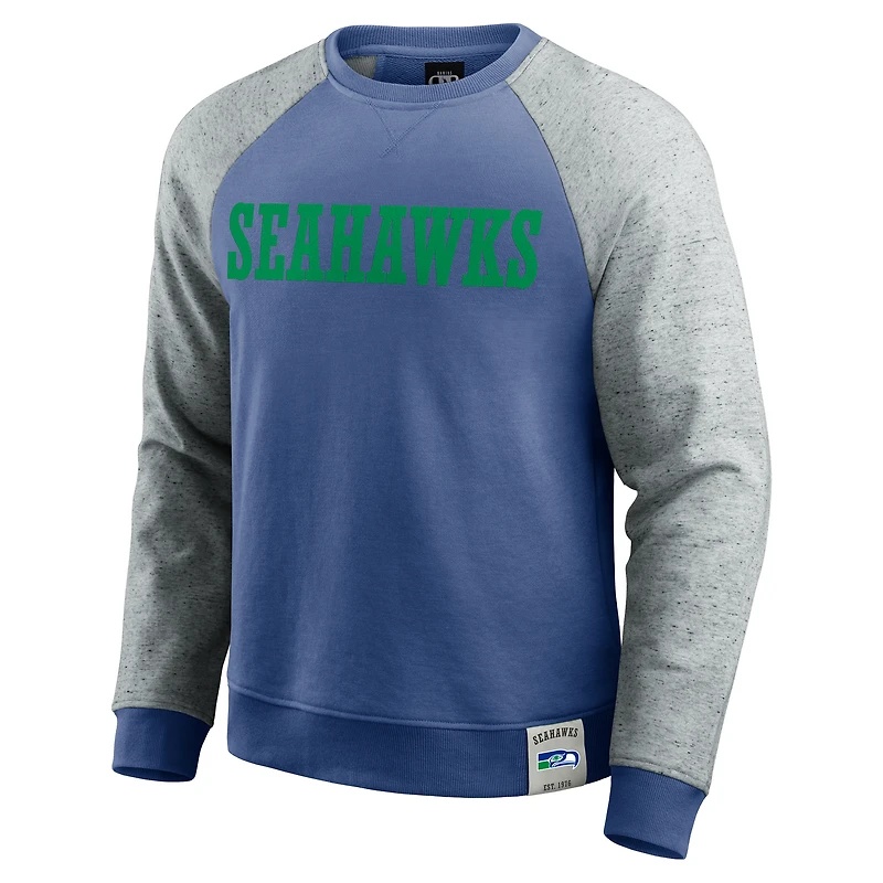 Sweat-shirt à enfiler raglan blocs de couleurs rétro bleu/gris chiné la collection Darius Rucker pour hommes Fanatics des Seattle Seahawks