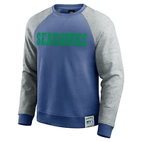 Sweat-shirt à enfiler raglan blocs de couleurs rétro bleu/gris chiné la collection Darius Rucker pour hommes Fanatics des Seattle Seahawks