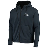 Chandail à capuchon raglan Seattle Seahawks Shag Tri-Blend glissière complète pour hommes Dunbrooke College Navy