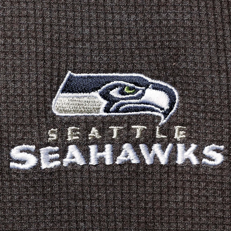 Men's Dunbrooke Heathered Gray Seattle Seahawks Logo Maverick Thermal Henley Long Sleeve T-Shirt