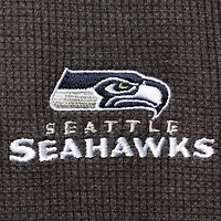 Men's Dunbrooke Heathered Gray Seattle Seahawks Logo Maverick Thermal Henley Long Sleeve T-Shirt