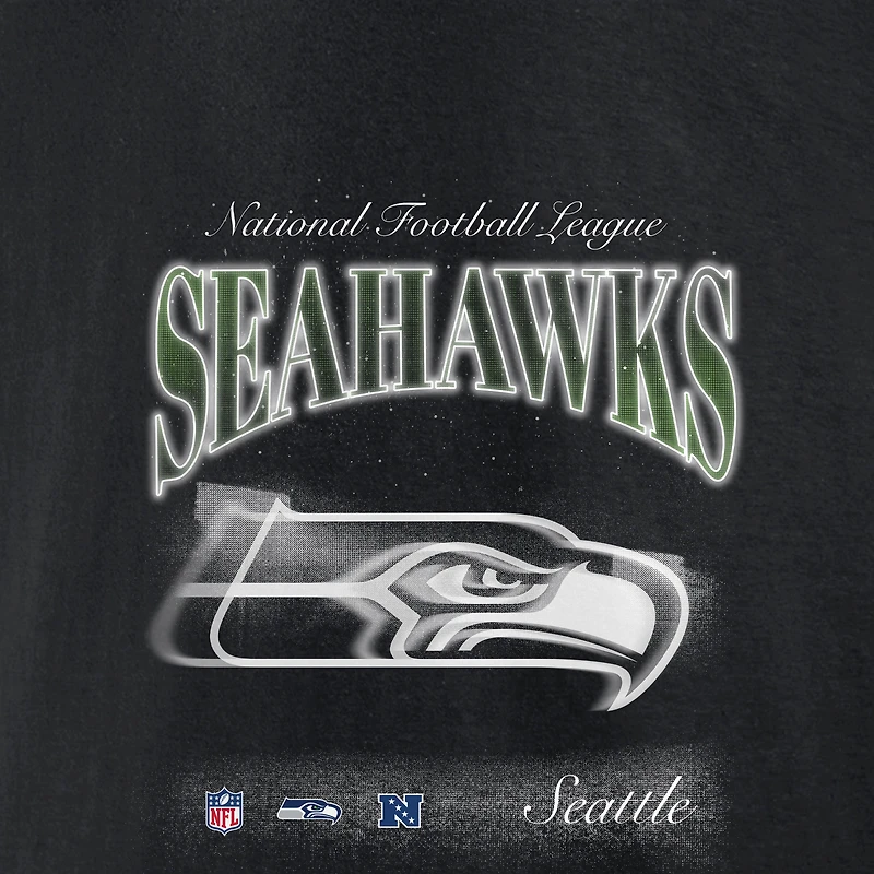 Sweat à capuche polaire Fanatics noir pour homme avec logo Seattle Seahawks au dos
