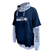 Sweat à capuche Fanatics College Navy/Heather Grey pour homme des Seattle Seahawks, grande taille