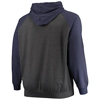 Sweat à capuche léger raglan pour hommes Fanatics College Navy/Heathered Charcoal Seattle Seahawks Big & Tall