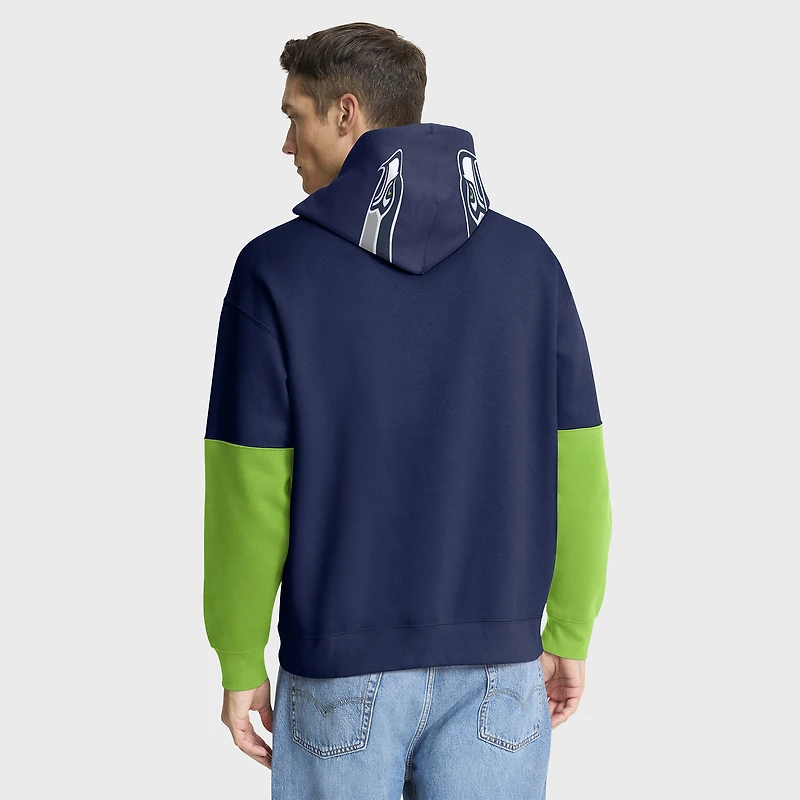 Men's Fanatics College Navy/Neon Green Seattle Seahawks Helmet Pullover Hoodie