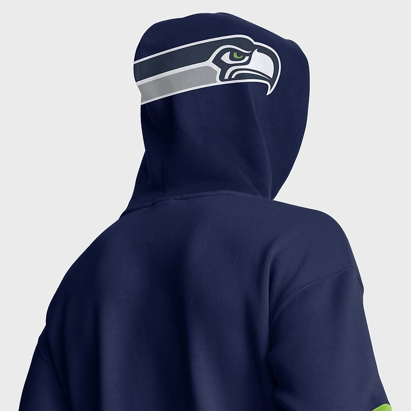 Men's Fanatics College Navy/Neon Green Seattle Seahawks Helmet Pullover Hoodie