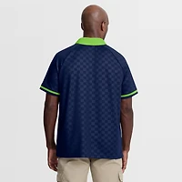 Polo raglan à col en V pour homme Fanatics College, bleu marine/vert fluo, Seattle Seahawks Homerun