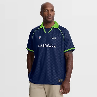 Men's Fanatics College Navy/Neon Green Seattle Seahawks Homerun Raglan V-Neck Polo