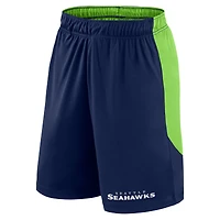 Short de lancement Fanatics College Navy/Neon Green pour homme des Seattle Seahawks