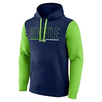 Sweat à capuche Fanatics College Navy/Neon Green Seattle Seahawks Outline pour homme