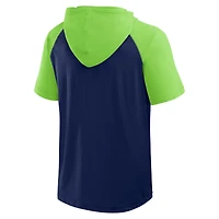 Sweat à capuche manches courtes Fanatics College Navy/Neon Green des Seattle Seahawks Prime pour homme