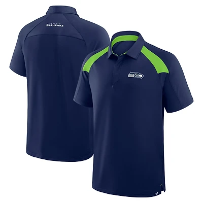 Men's Fanatics College Navy Seattle Seahawks Back Around Raglan Polo
