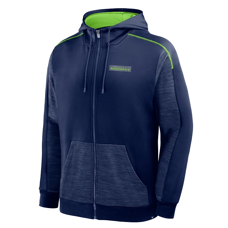 Men's Fanatics College Navy Seattle Seahawks Checkdown Pass Full-Zip Hoodie
