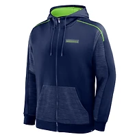 Men's Fanatics College Navy Seattle Seahawks Checkdown Pass Full-Zip Hoodie