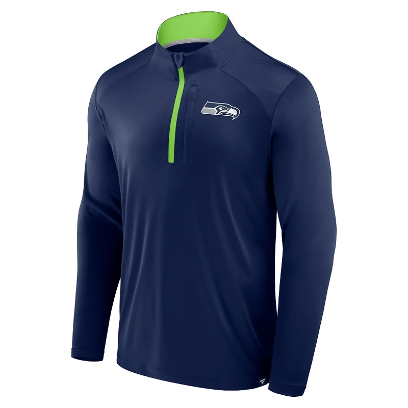 Men's Fanatics College Navy Seattle Seahawks Defender Long Sleeve Quarter-Zip Jacket