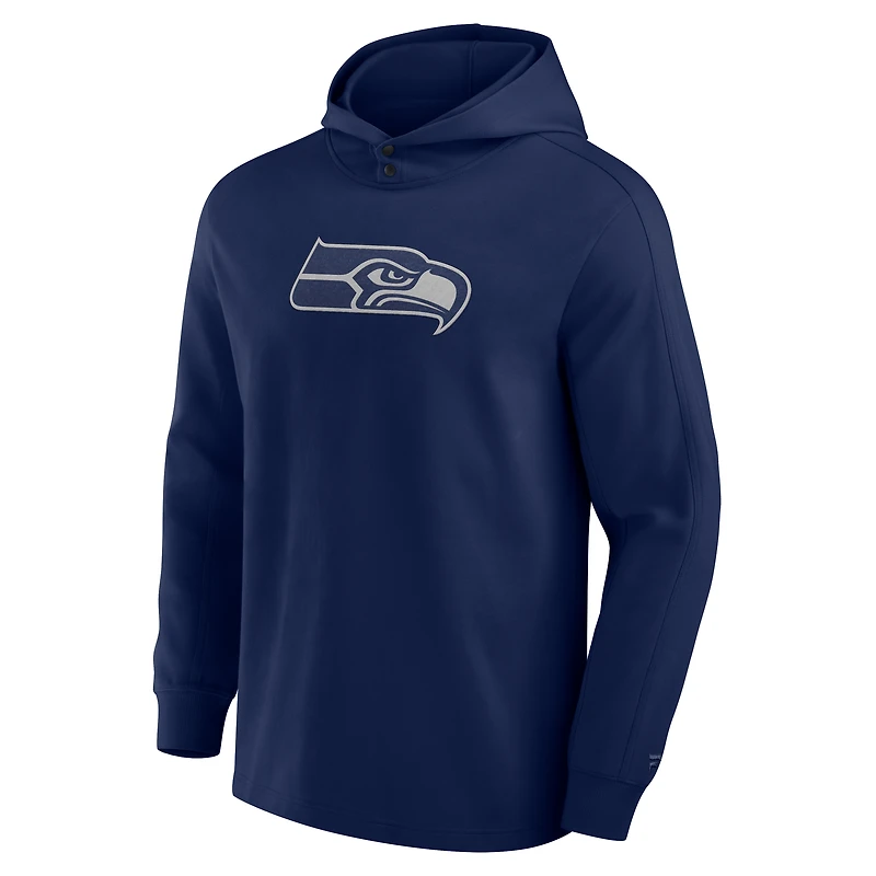 Men's Fanatics College Navy Seattle Seahawks Elements Blaze Tri-Blend Long Sleeve Hoodie T-Shirt