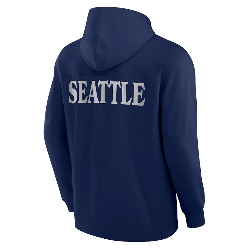 Men's Fanatics College Navy Seattle Seahawks Elements Blaze Tri-Blend Long Sleeve Hoodie T-Shirt