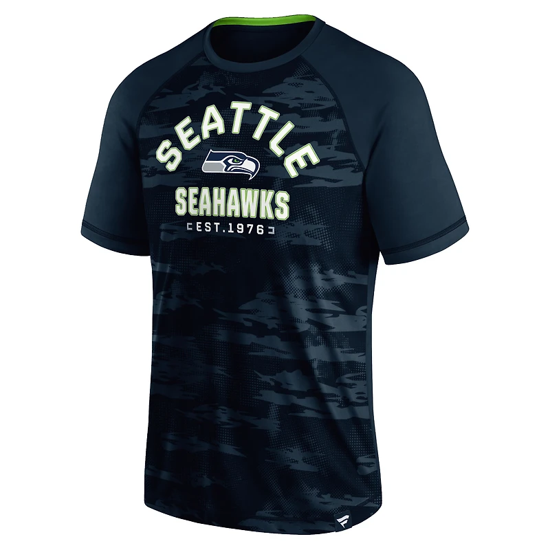 T-shirt raglan Fanatics College Navy Seattle Seahawks Hail Mary Defender pour hommes
