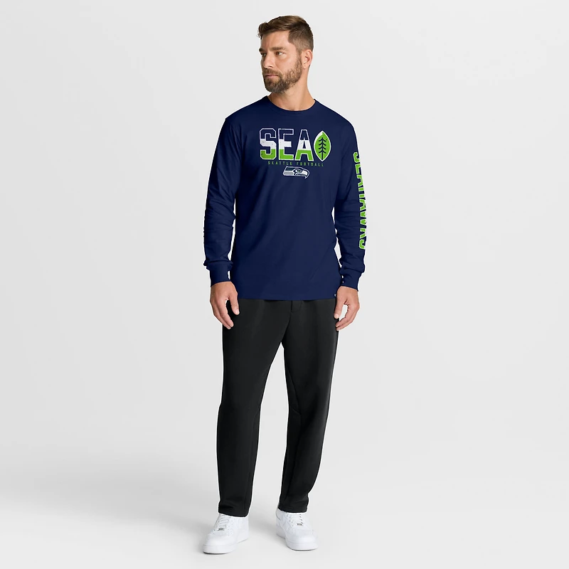 Men's Fanatics College Navy Seattle Seahawks Hometown Sweep Legacy Long Sleeve T-Shirt