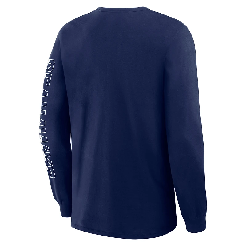 Men's Fanatics College Navy Seattle Seahawks Hometown Sweep Legacy Long Sleeve T-Shirt